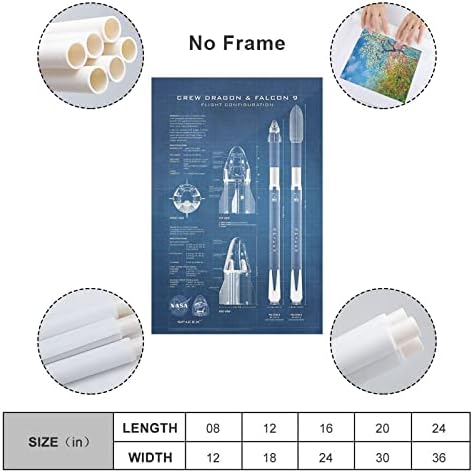 Kötü Spacex Mürettebat Ejderha Uzay Aracı Falcon 9 Roket Blueprint (3) Duvar Sanat Baskı Tuval Poster Dekoratif Boyama